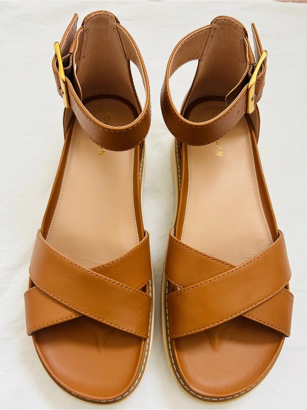 NWOT Cole Haan Grand 360 Cognac Crisscross Ankle-Strap Sandals